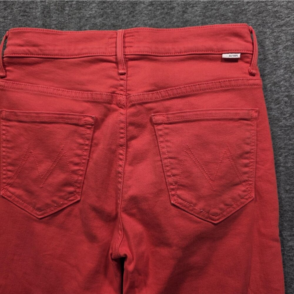 Mother Jeans Womens 27 Red Stunner Ankle Fray High Rise Skinny Button Fly USA - Picture 4 of 12